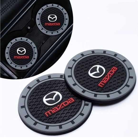 Mazda Car Cup Holder Coasters with Mazda logo set of 2 NWT - Picture 1 of 7